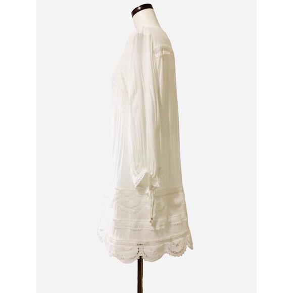 White Ruffle JET SET Diaries TJD Romantic Eyelet Sheath Dress Sz L - Picture 2 of 5